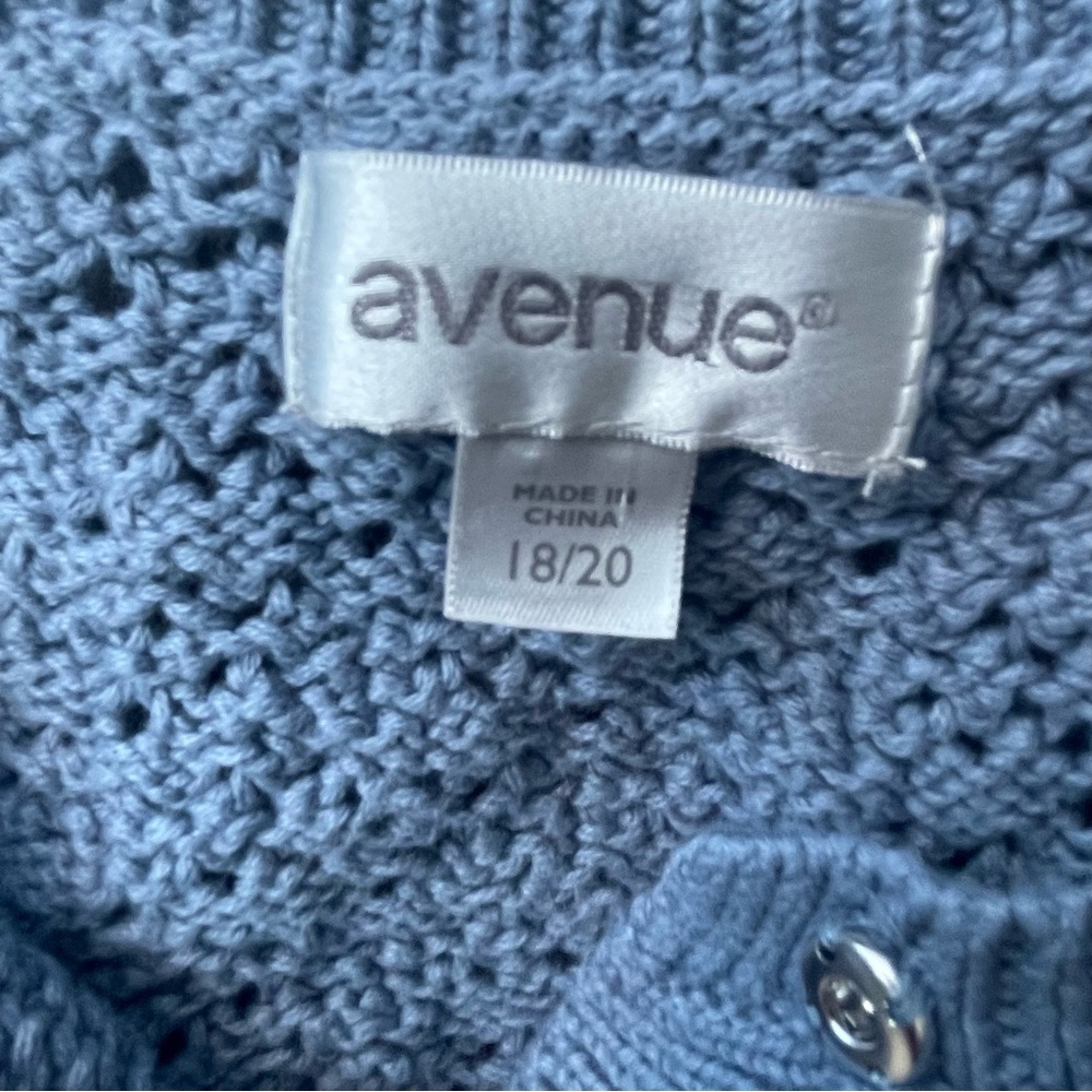 Avenue Crocheted Open-Knit Snap Closure Cardigan Sz. 18/20 - Picture 10 of 14